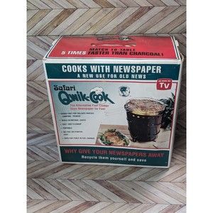 Vtg Safari Qwik Cook Alternative Fuel Cooker Grill Newspaper Eco-Friendly